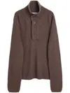Our Legacy High Collar Ribbed Polo In Brown