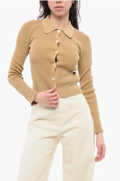 OUR LEGACY POLO NECK RIBBED MAZZY CARDIGAN
