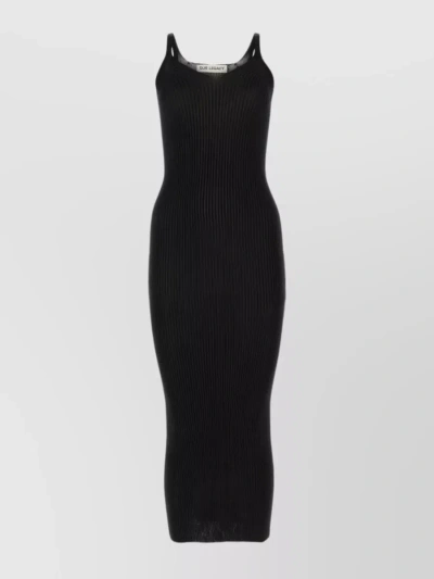 OUR LEGACY POLYESTER DRESS WITH V NECKLINE AND RIBBED TEXTURE