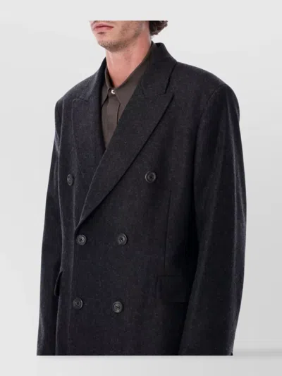 Our Legacy Premium Wool Long Coat With Tailored Fit In Gray