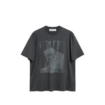 Our Legacy Men S Box T-shirt Angry Fan Mail Print In Gray