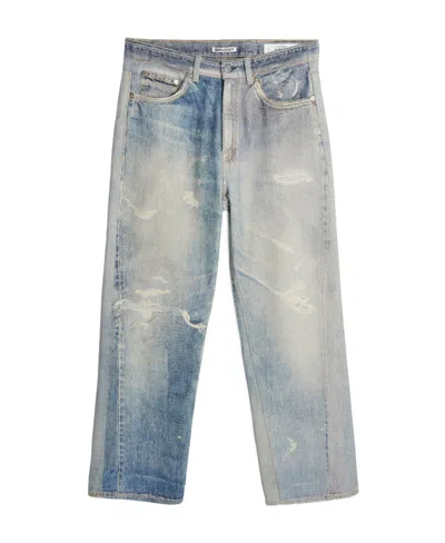 Our Legacy Mens Digital Denim Print Third Cut Faded-wash Denim Jeans In Blue