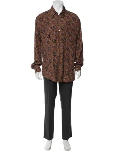 Pre-owned Our Legacy Printed Long Sleeve Dress Shirt In Brown