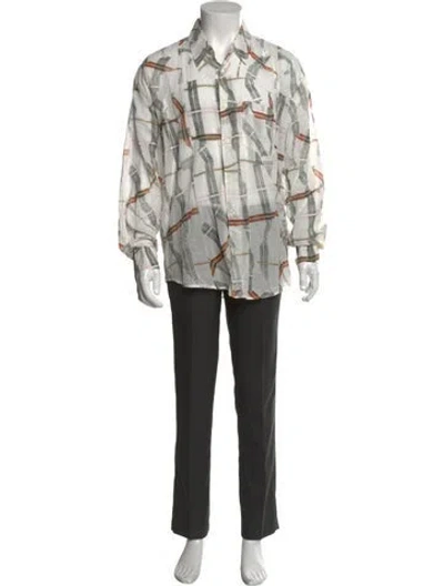 Pre-owned Our Legacy Printed Long Sleeve Dress Shirt In Green