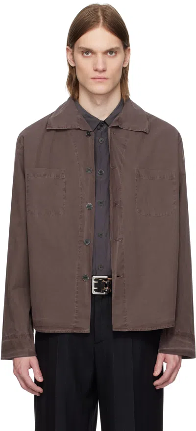 Our Legacy Purple Funnel Shirt In Charcoal Bordeaux De