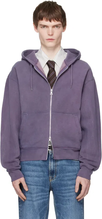 Our Legacy Rascal Cotton-jersey Zip-up Hoodie In Purple