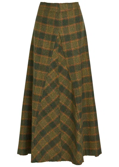 Our Legacy Rebel Checked Cotton Maxi Skirt In Multi