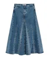 Our Legacy Rebel Panelled Frayed Maxi Skirt In Blue
