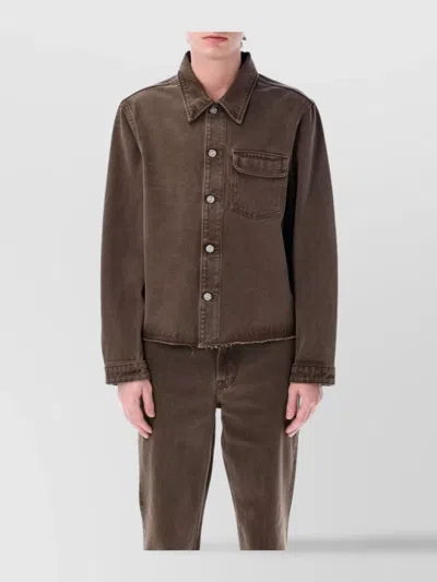 Our Legacy Rebirth Denim Jacket Featuring Chest Pocket In Choco