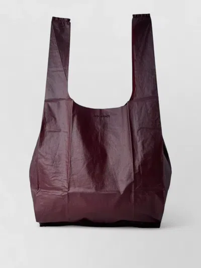 Our Legacy Rectangular Shoulder Bag Textured Surface Dual Handles In Burgundy