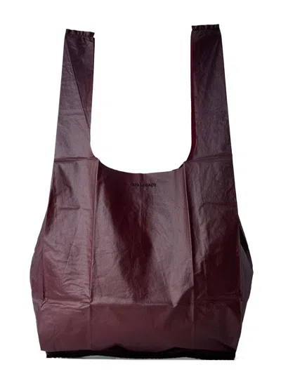 Our Legacy Rectangular Shoulder Bag Textured Surface Dual Handles In Burgundy
