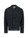 Our Legacy Relaxed Fit Black Button-up Shirt With Textured Finish In Black