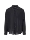 Our Legacy Relaxed Fit Black Shirt With Classic Collar And Textured Fabric In Black