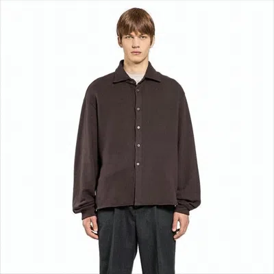 Our Legacy Relaxed Fit Brown Long-sleeve Shirt With Gathered Cuffs