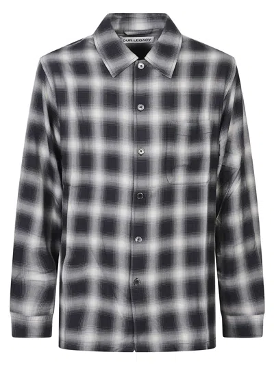 Our Legacy Every Shirt Reno Cowboy Relaxedfit Checked Viscose Shirt In Black