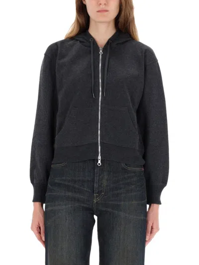 Our Legacy Relaxed Fit Front-zip Sweatshirt With Drawstring Hood In Black