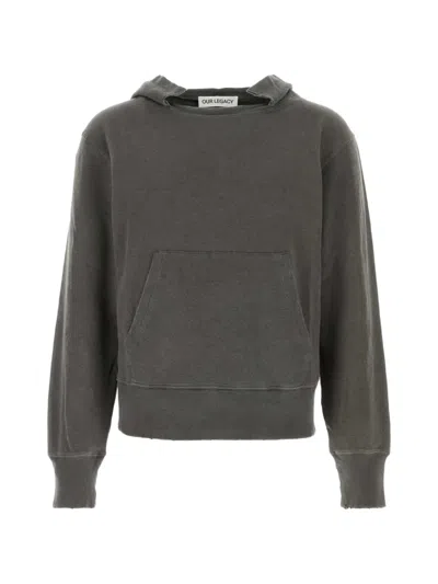 Our Legacy Neutrals Relic Faded Cotton-linen Hoodie In Green