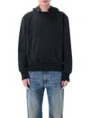 Our Legacy Relic Cropped Distressed Cotton-jersey Hoodie In Black
