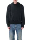 Our Legacy Relic Cropped Distressed Cotton-jersey Hoodie In Black