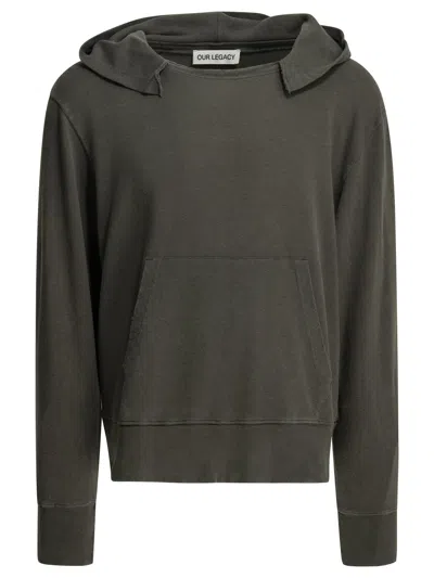 Our Legacy Relic Grey Cotton Linen Hoodie In Brown