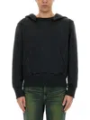 Our Legacy Relic Cropped Distressed Cotton-jersey Hoodie In Black