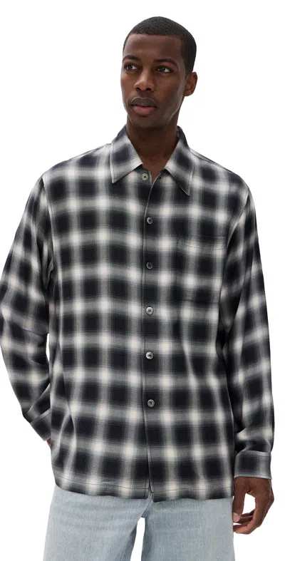 Our Legacy Every Shirt Reno Cowboy Relaxedfit Checked Viscose Shirt In Black