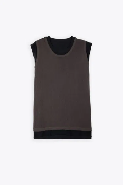 Our Legacy Reversible Gravity Tank Black Jersey And Brown Mesh Reversible Tank - Reversible Gravity Tank In Cioccolato