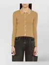 Our Legacy Ribbed Cotton Cardigan With Collar And Long Sleeves In Brown