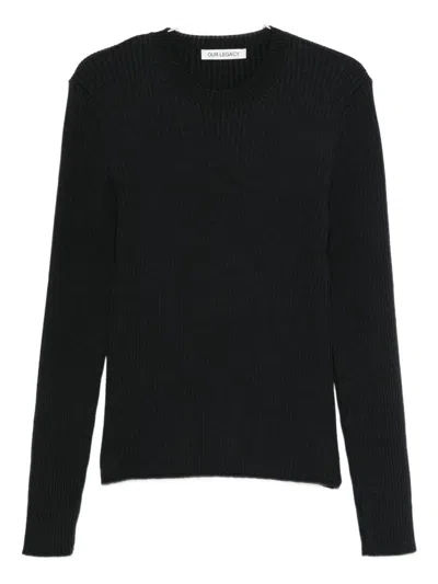 Our Legacy Ribbed Crew-neck Sweater In Black