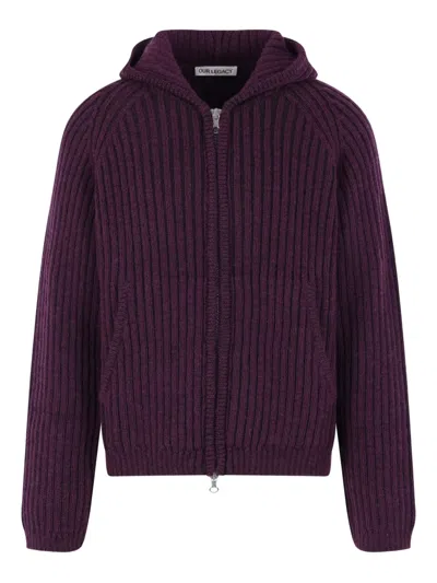 OUR LEGACY RIBBED HOODED KNIT CARDIGAN