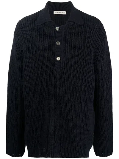 Our Legacy Chunky Ribbed Knit Jumper In Blau