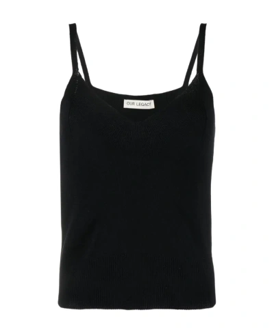 Our Legacy Ribbed-knit Singlet Top In Black