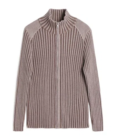 Our Legacy Ribbed-knit Zip-up Cardigan In Nude