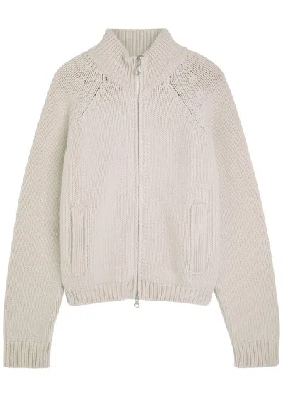 Our Legacy Ribbed Merino Wool Zip-through Cardigan In White