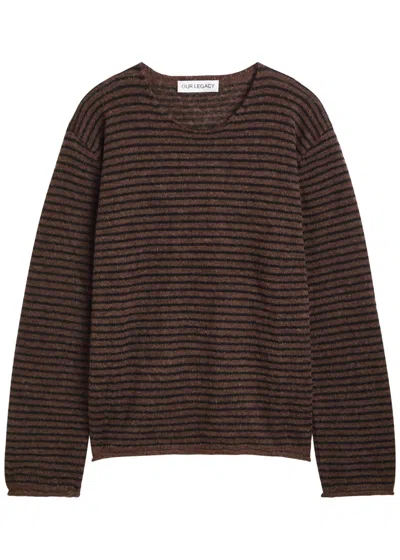Our Legacy Rigid Striped Alpaca-blend Jumper In Brown