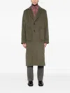 Our Legacy Long Wool Blend Coat With Notch Lapel In Green