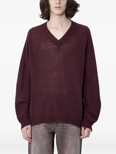 Our Legacy Brown Linen-blend V-neck Sweater