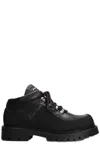 Our Legacy Rugged Black Cowhide Leather Boots With Vibram Outsole In Animal Print
