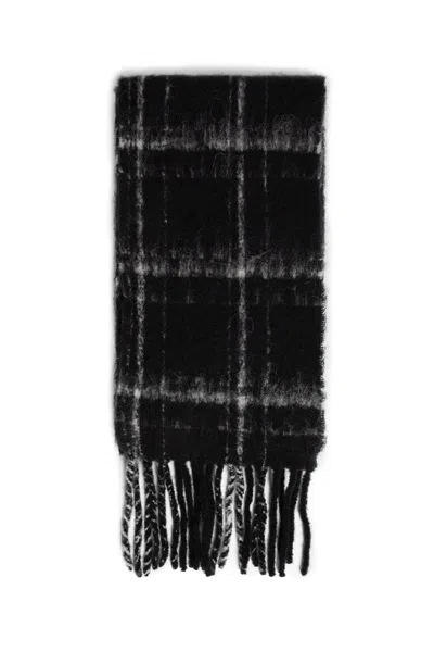 Our Legacy Estate Fringed Checked Alpaca-blend Scarf In Black