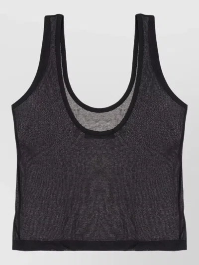 Our Legacy Scoop Neck Sleeveless Sheer Stretch Top In Black