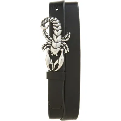 Our Legacy Scorpion Buckle Leather Belt In Oily Black Leather