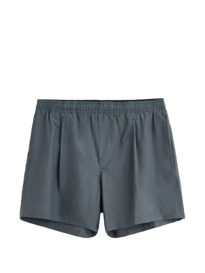 Our Legacy Seersucker Pleated Shorts In Gray