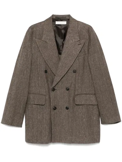 Our Legacy Sharp Blazer In Tobacco Delave Linen