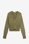 Our Legacy Cropped Brown Knitted Sweater In Green