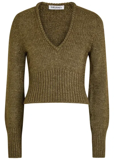 Our Legacy Sharp Wool And Silk-blend Jumper In Green
