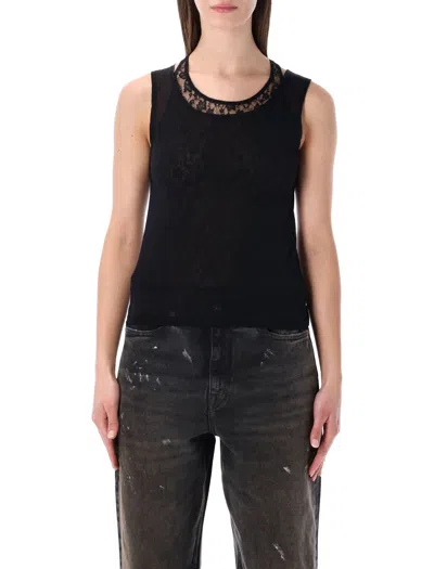 Our Legacy Sheer Lace-trim Sleeveless Tank Top In Black