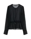 Our Legacy Sheer Lightweight Blouse With Cinched Waist In Black