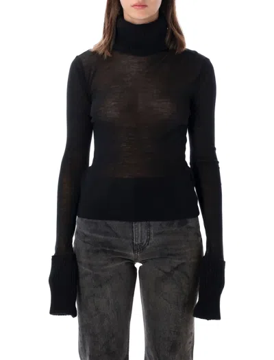Our Legacy Sheer Ribbed Turtleneck Sweater In Black