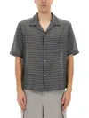 Our Legacy Heusen Checked Cotton And Silk Bowling Shirt In Grey