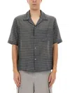 Our Legacy Heusen Checked Cotton And Silk Bowling Shirt In Grey